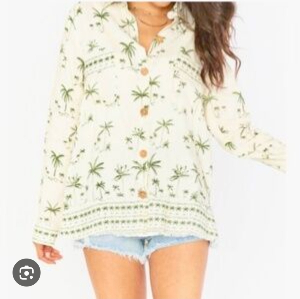SMYM Palms Button Down Top L